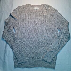 Hawker Rye Womens Gray Cotton Linen Blend Textured Knit Crewneck‎ Sweater